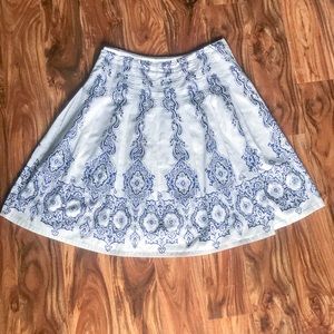 Blue & White Paisley Skirt